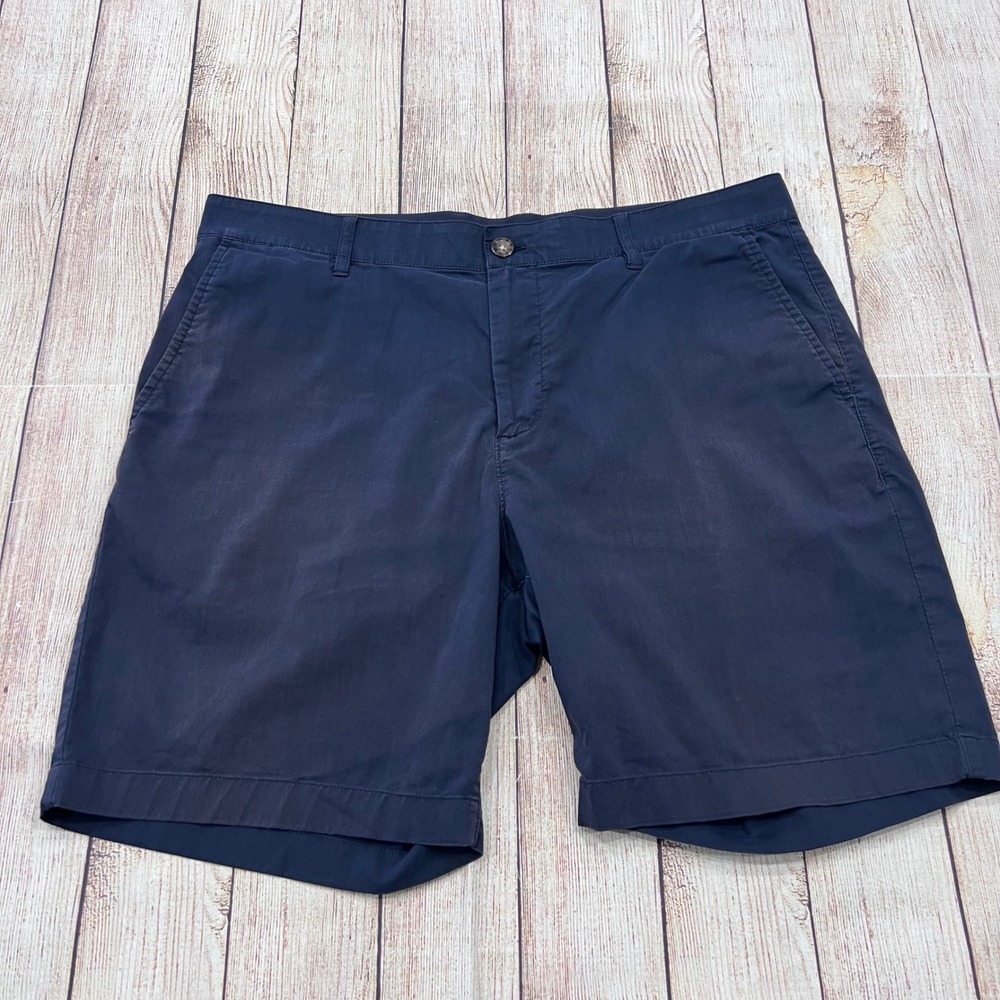 Faherty Reserve All Day Shorts Mens 34 Navy Blue Organic Cotton Coolmax MBS2441